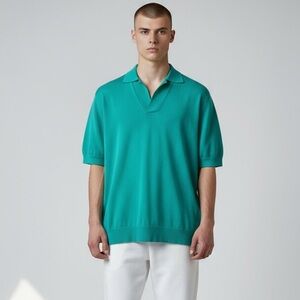 Massimo Dutti green Short Sleeve Polo Shirt Size Small